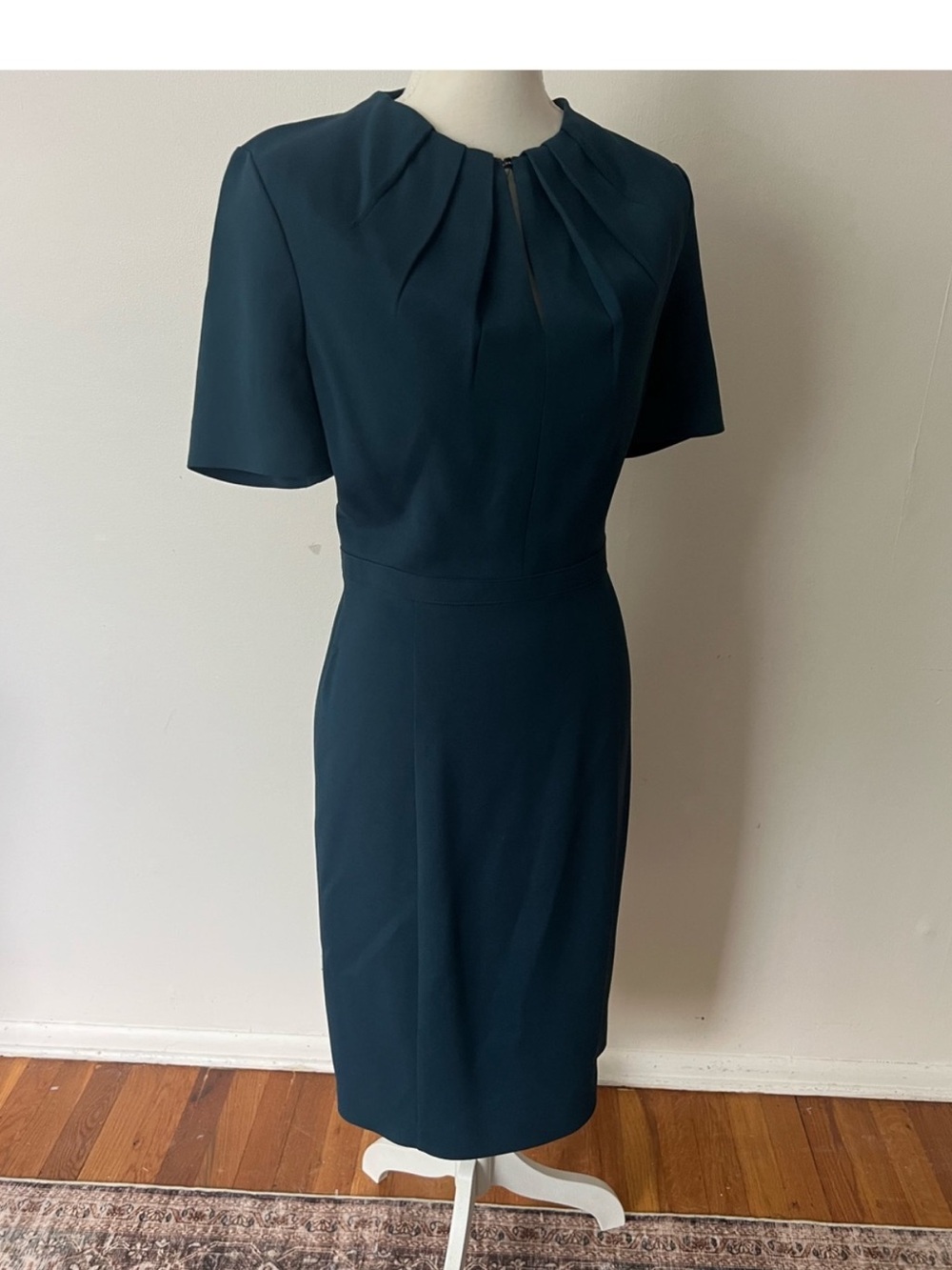 Burberry Teal Midi short sleeve lined Sheath Dress, Womens 8, luxury occasion